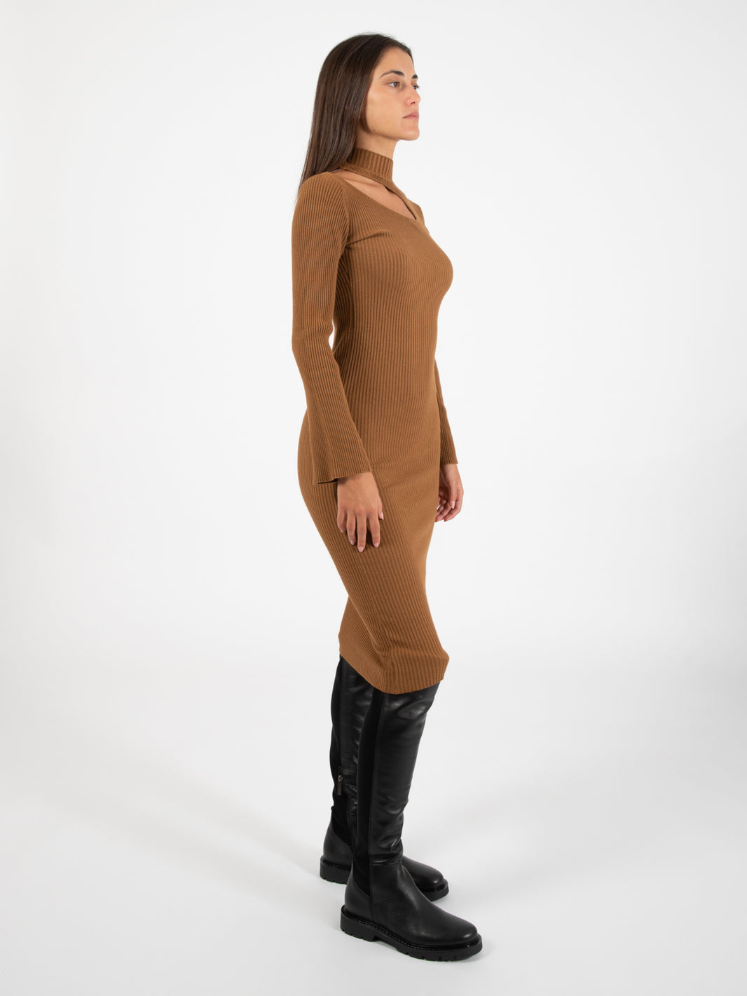 Caramel ribbed dress