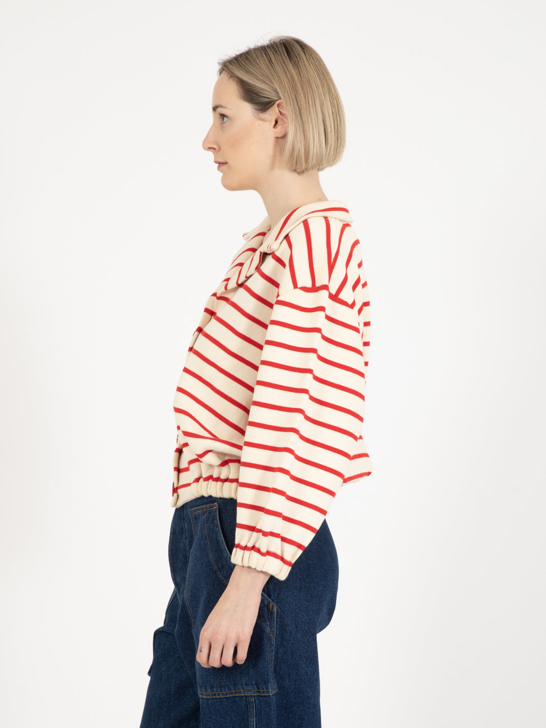 Striped Bomber Jacket with Elastic Solo Tre
