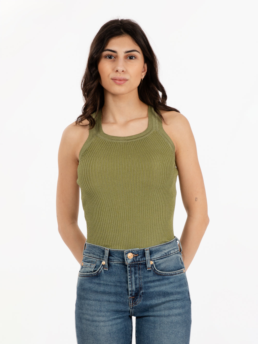 Forest green ribbed tank top
