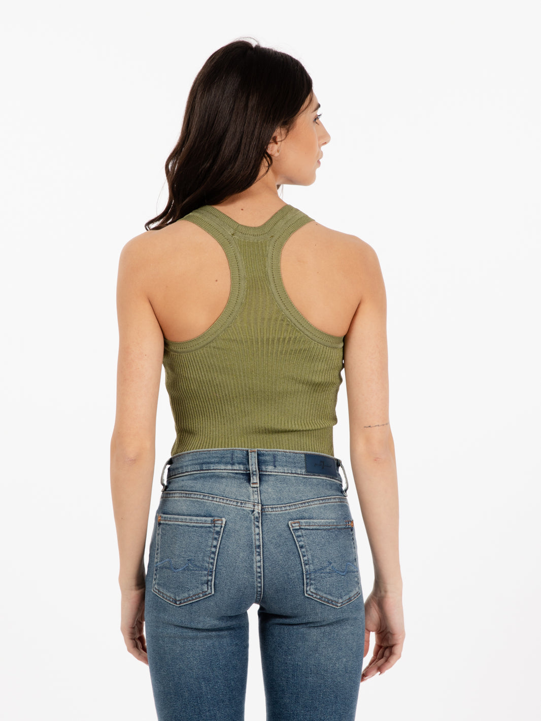 Forest green ribbed tank top