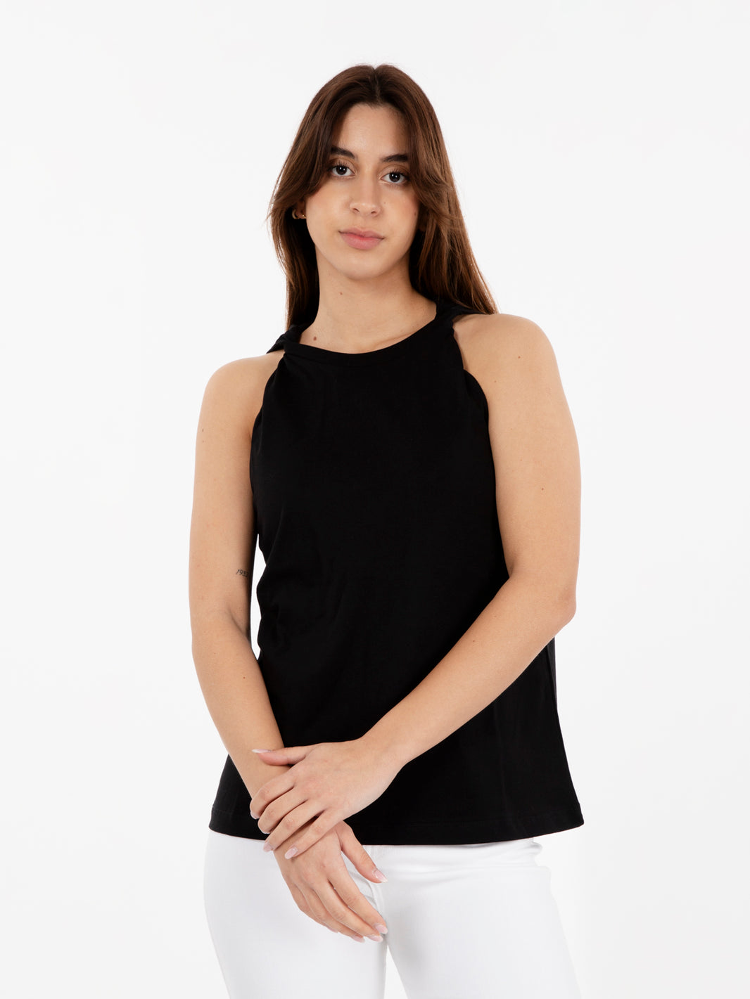 Black knot detail tank top