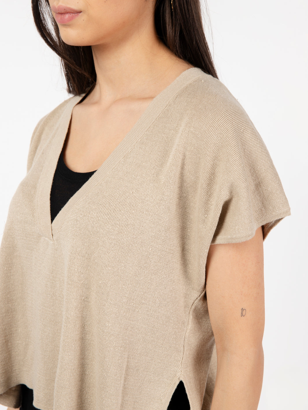 Mastic linen blend short-sleeved shirt