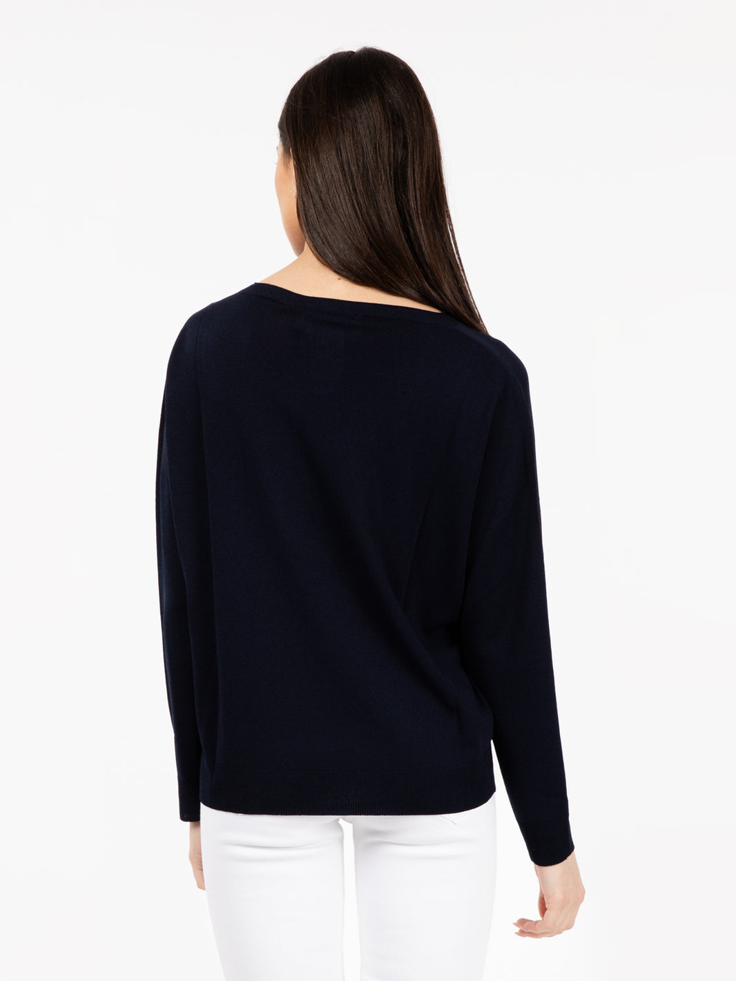 Navy Viscose Crewneck Sweater