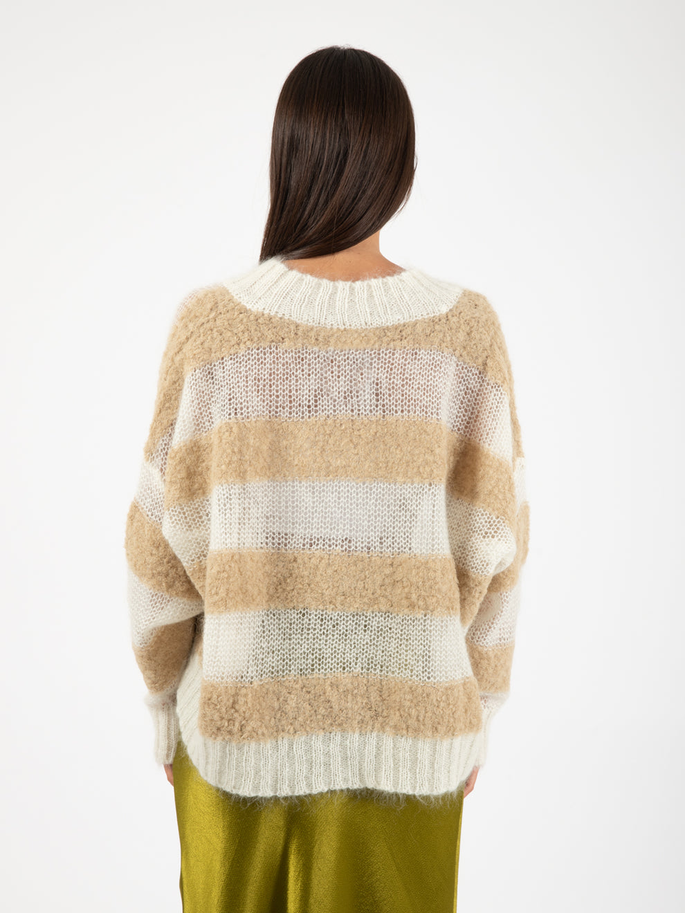 Natural Stripe Crop Over Sweater