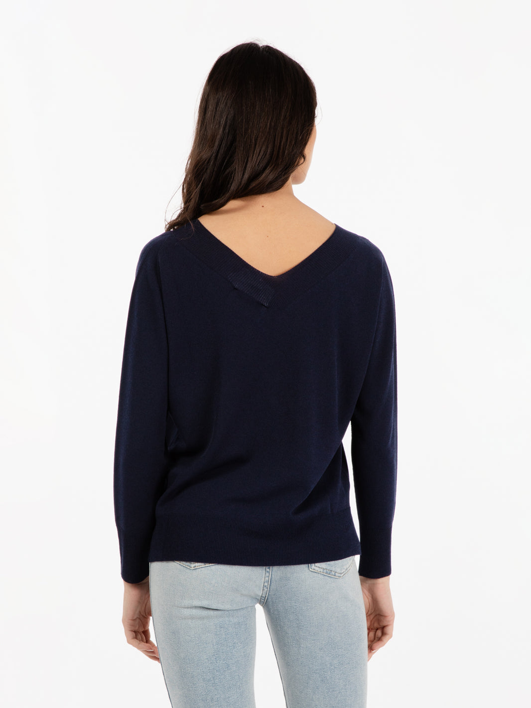 Navy V-neck viscose sweater
