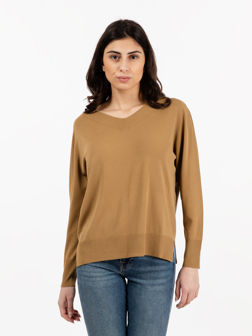 Viscose V-neck sweater oil