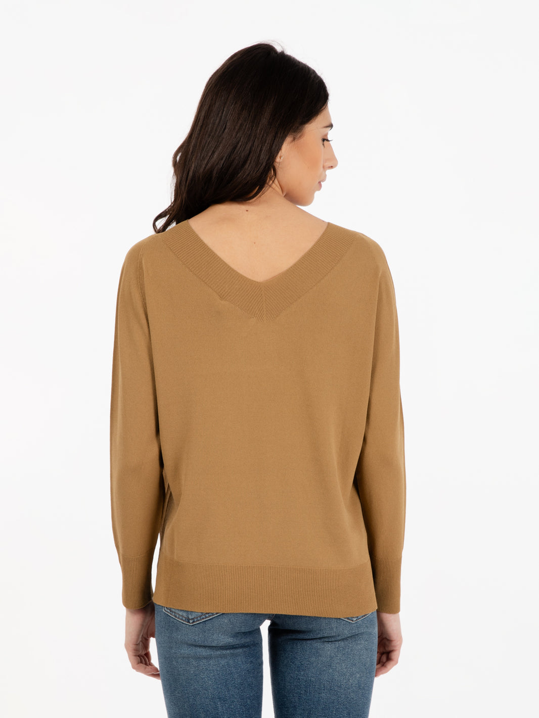 Viscose V-neck sweater oil