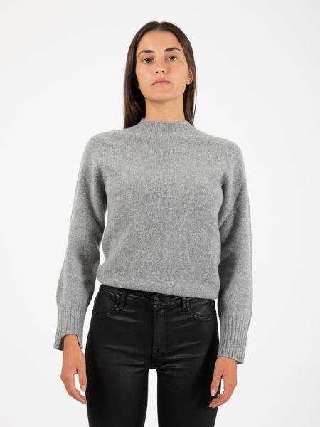 Maglione girocollo lana e cashmere grigio