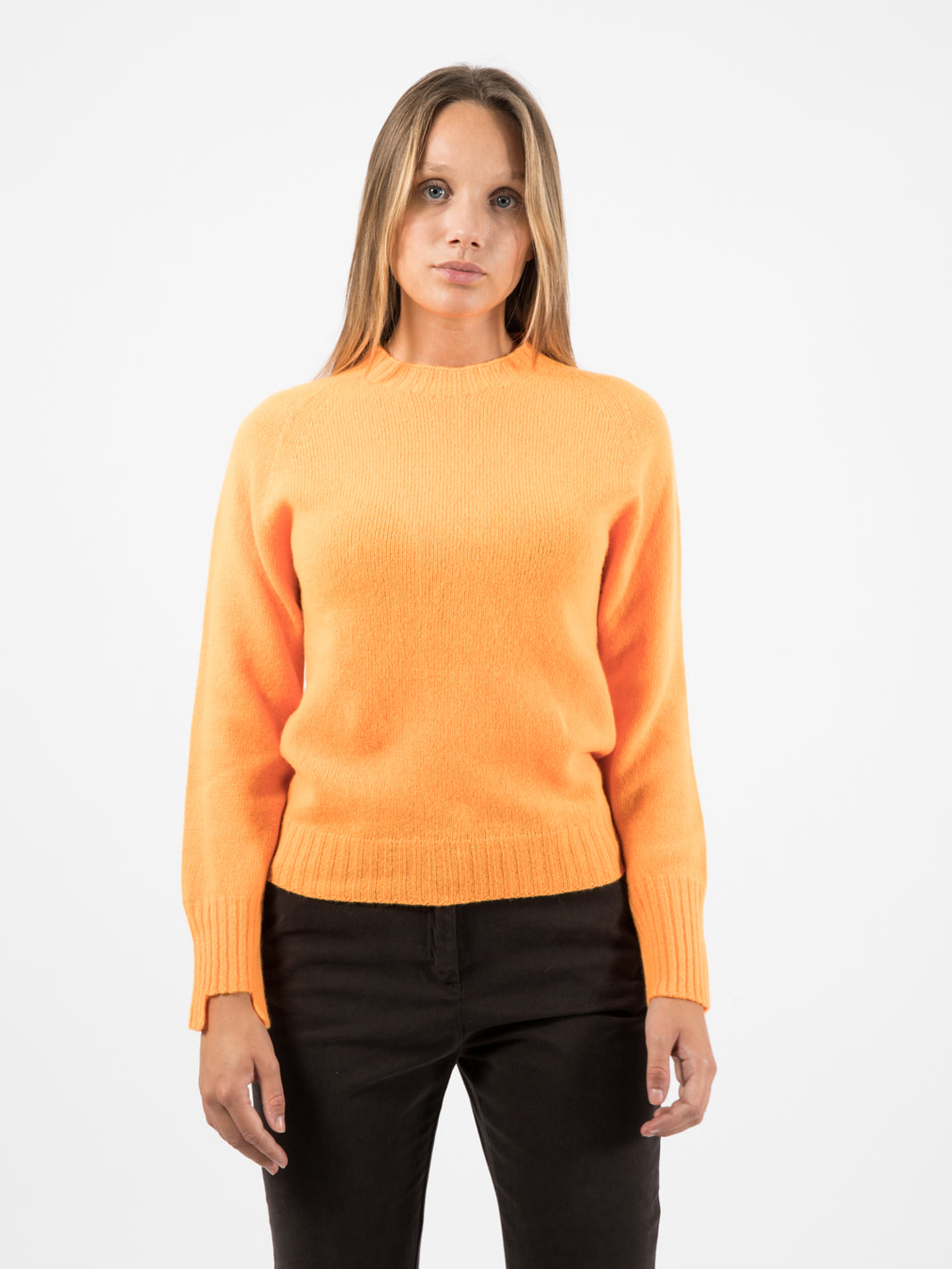 Orange wool and cashmere crewneck sweater