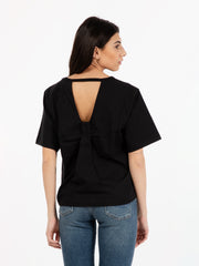 SOLOTRE - T-shirt dettaglio cut-out sul retro nero