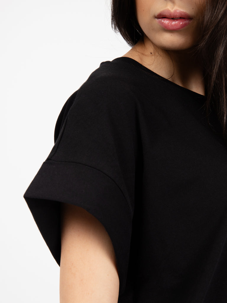 SOLOTRE - T-shirt in cotone con maniche ampie nero