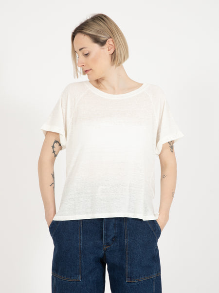 T-shirt in lino panna
