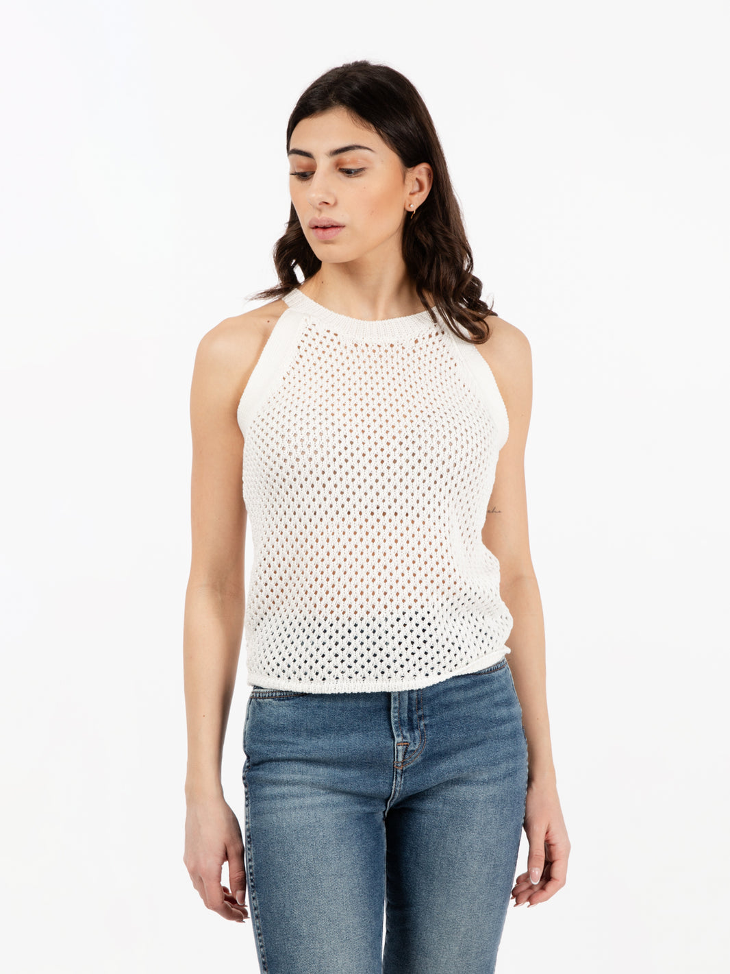 Coconut macramé sleeveless top
