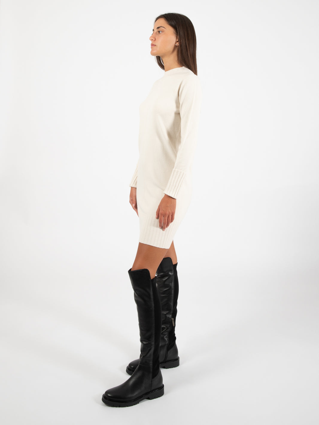 Cream midi knit dress