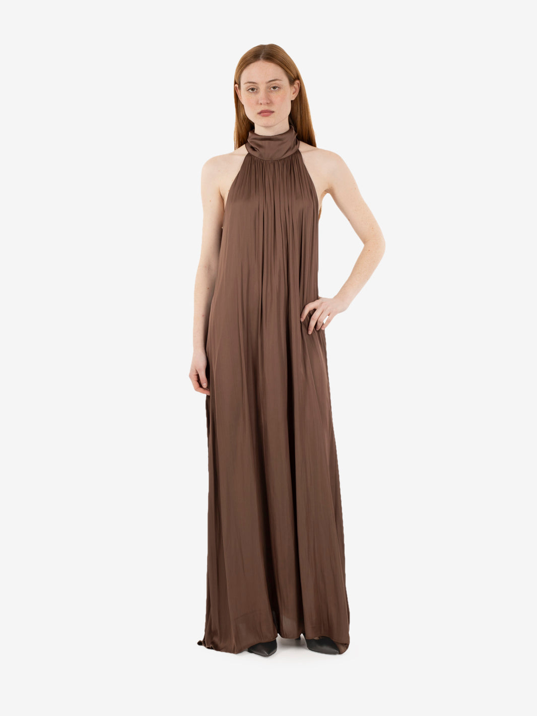 Chocolate halter neck maxi dress
