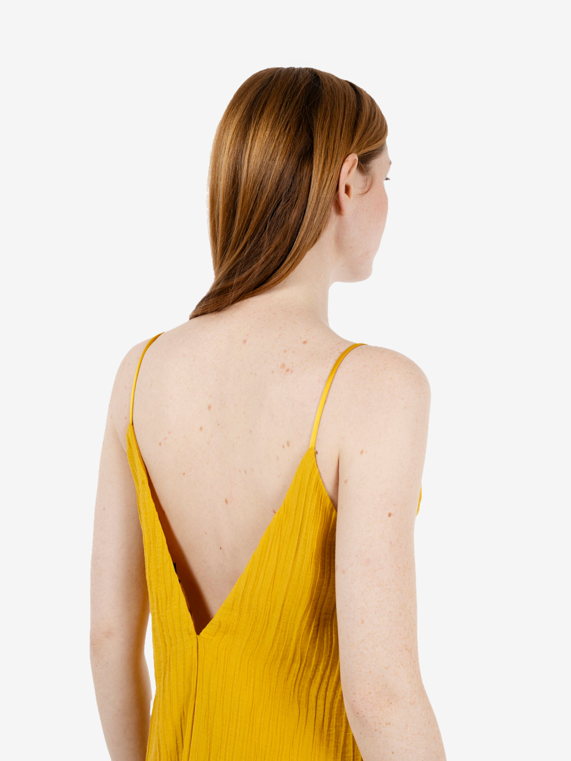 Ochre embossed long dress
