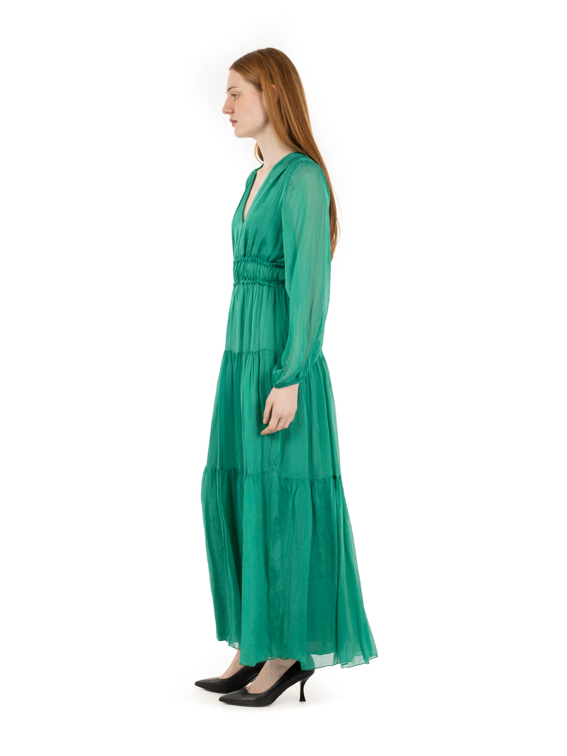 Emerald empire line maxi dress