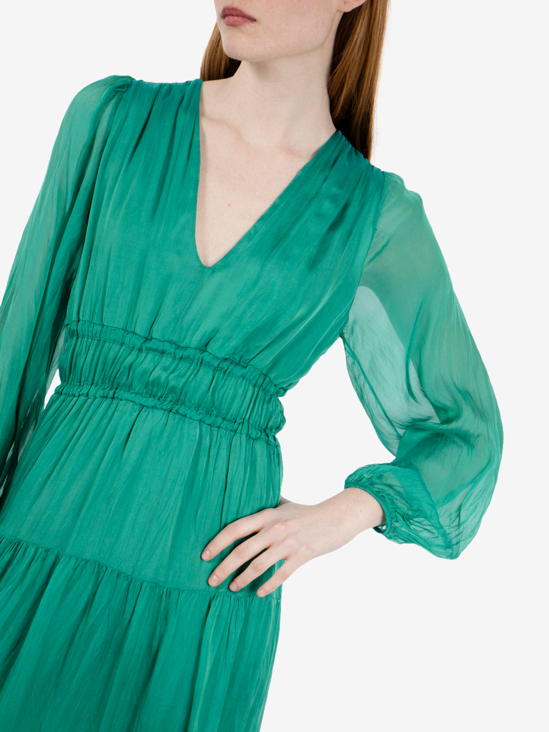 Emerald empire line maxi dress