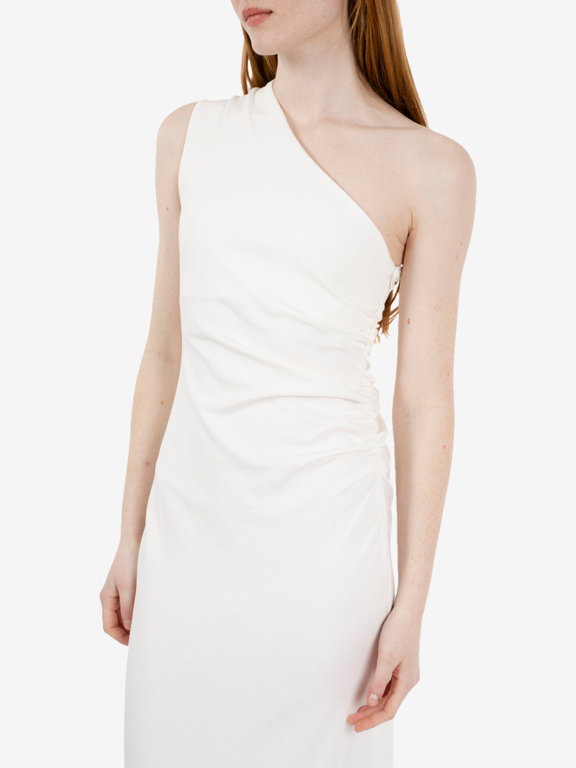 One-shoulder white maxi dress