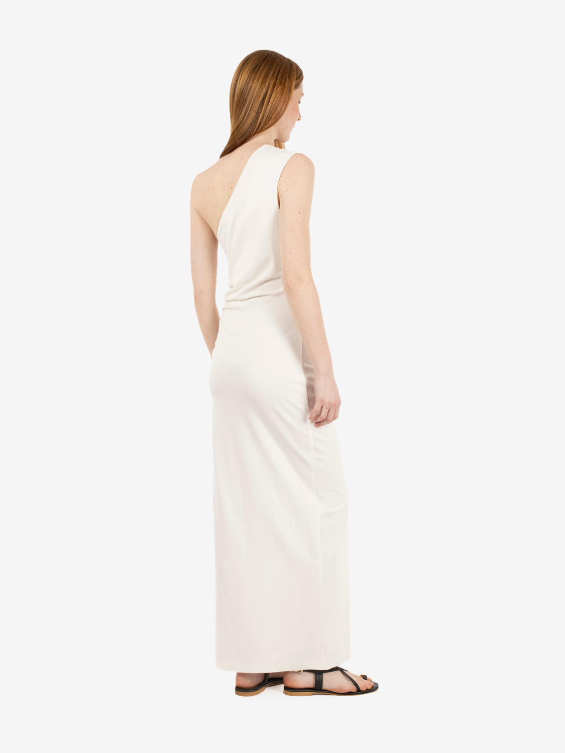 One-shoulder white maxi dress