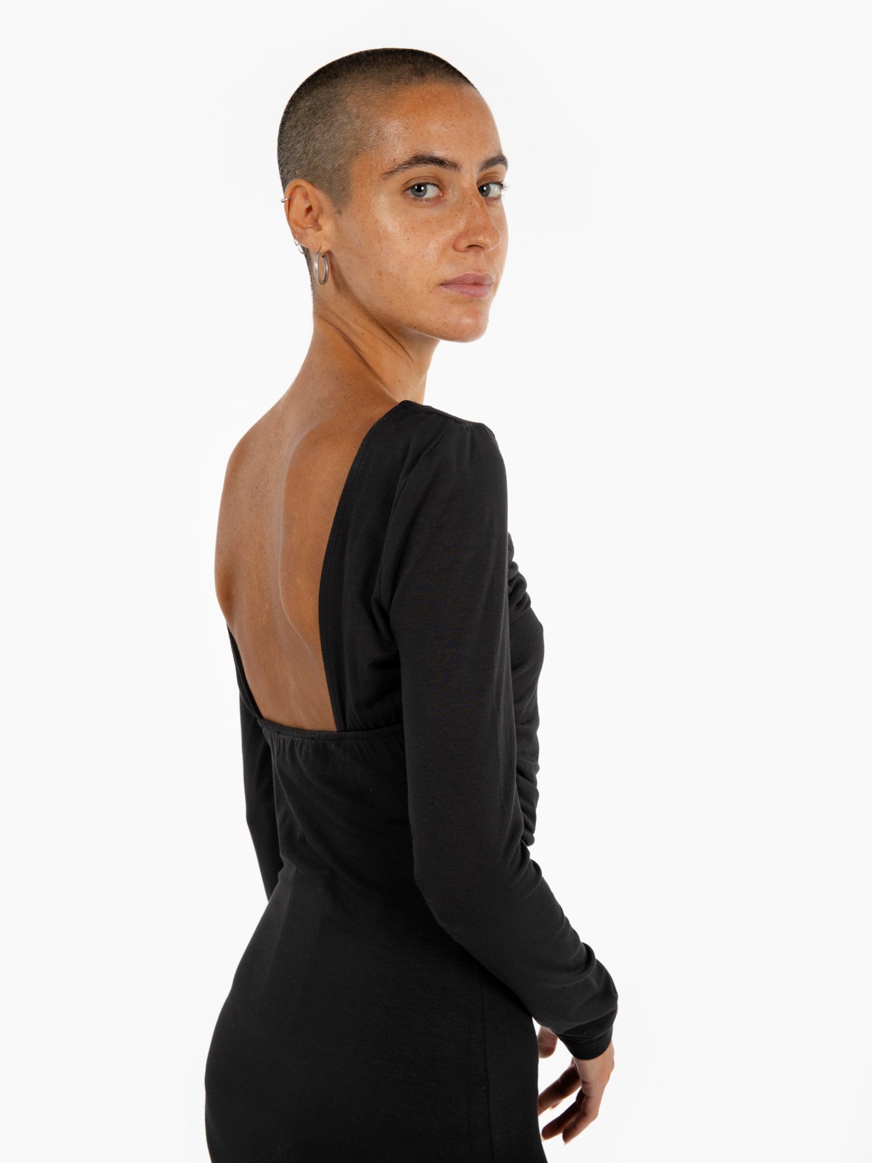 Long black stretch dress