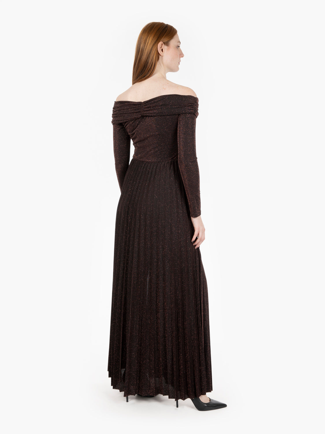 Abito lurex a manica lunga bronzo