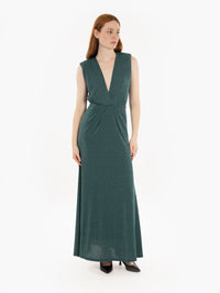 Long green sleeveless dress