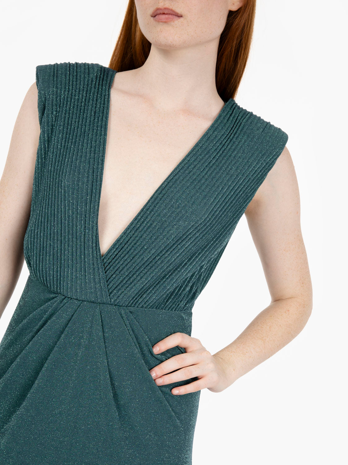 Long green sleeveless dress