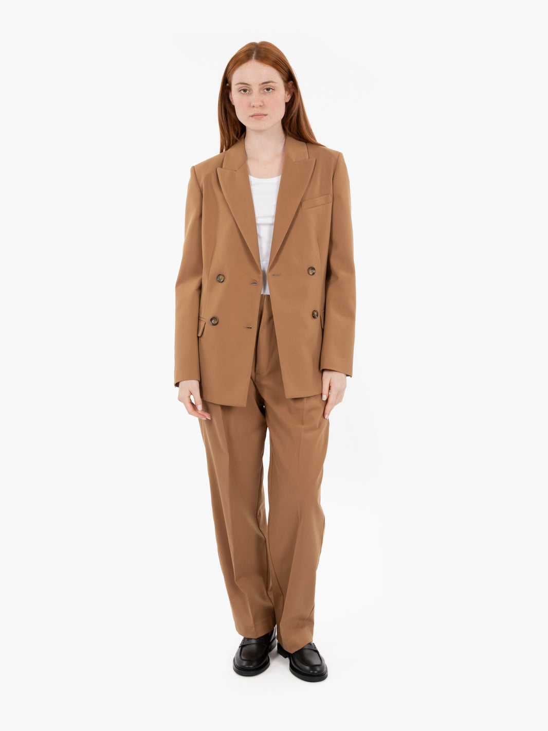 Camel double breasted blazer