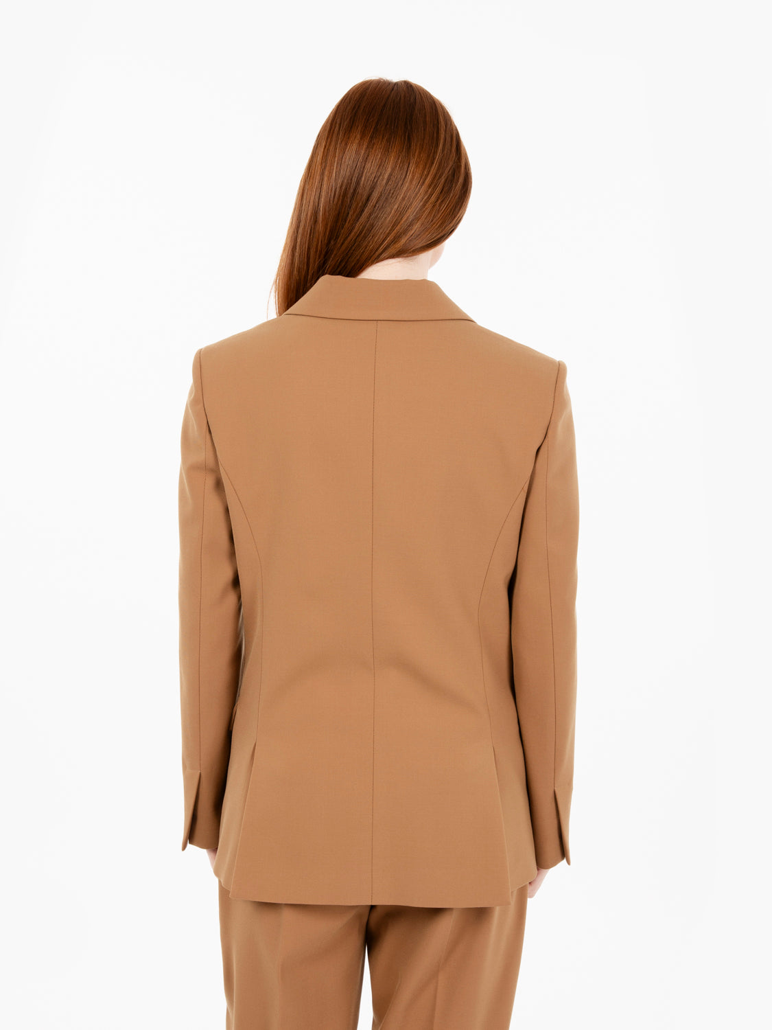 Camel double breasted blazer