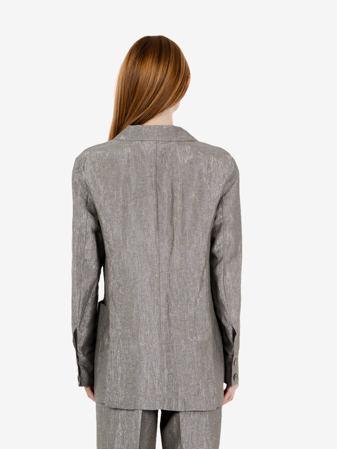 Silver double-breasted blazer