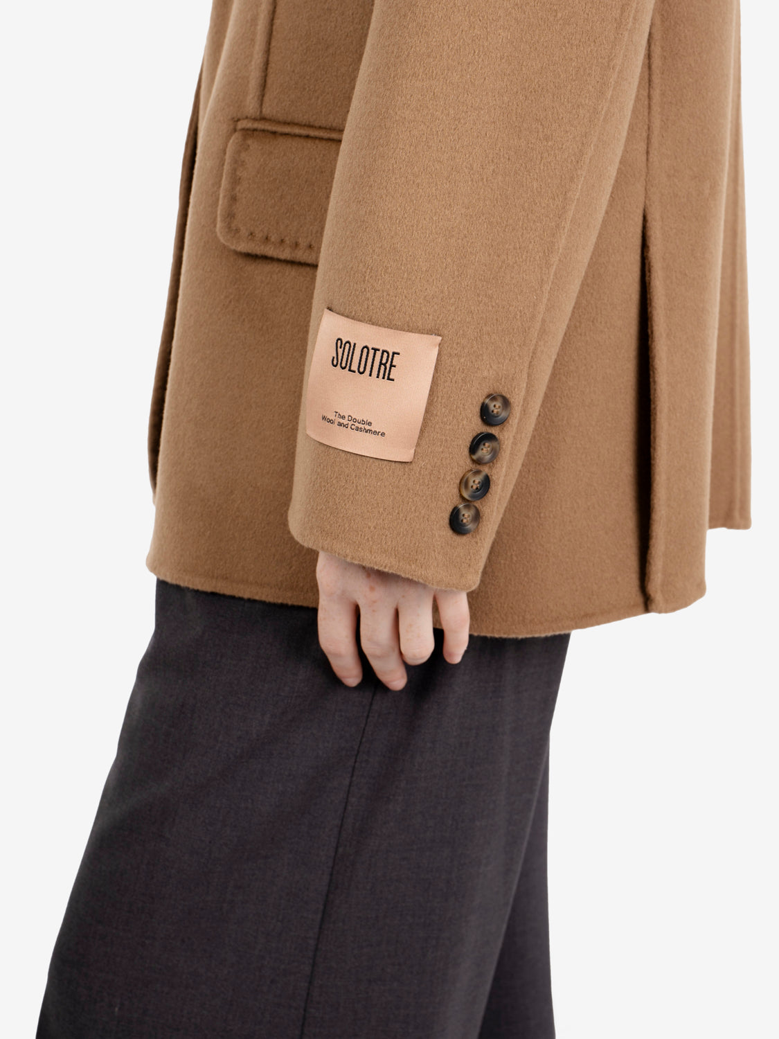 Blazer in lana e cashmere camel