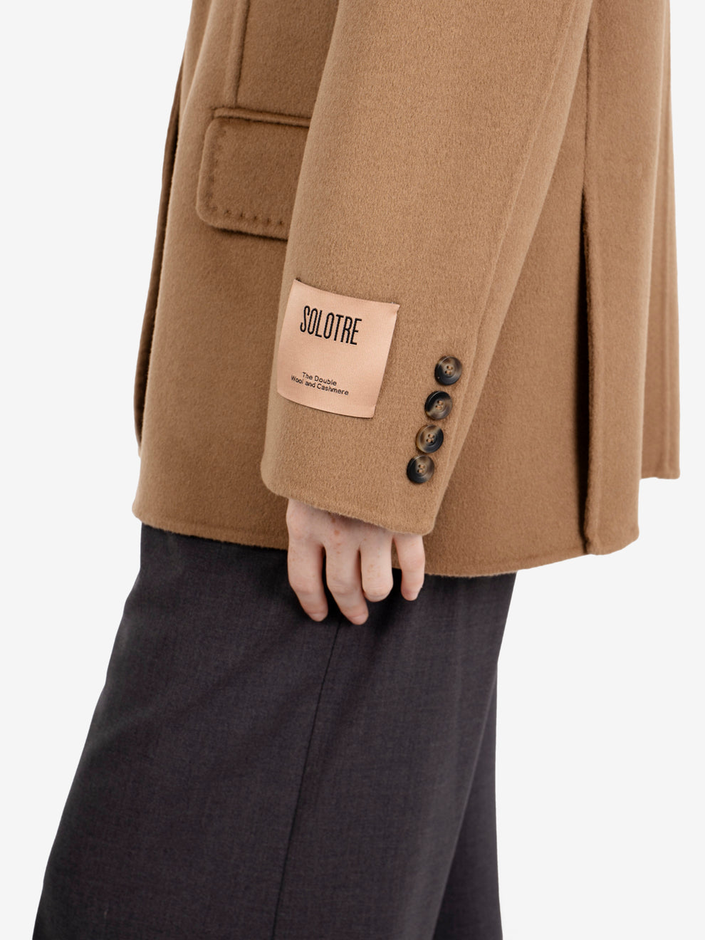 Blazer in lana e cashmere camel
