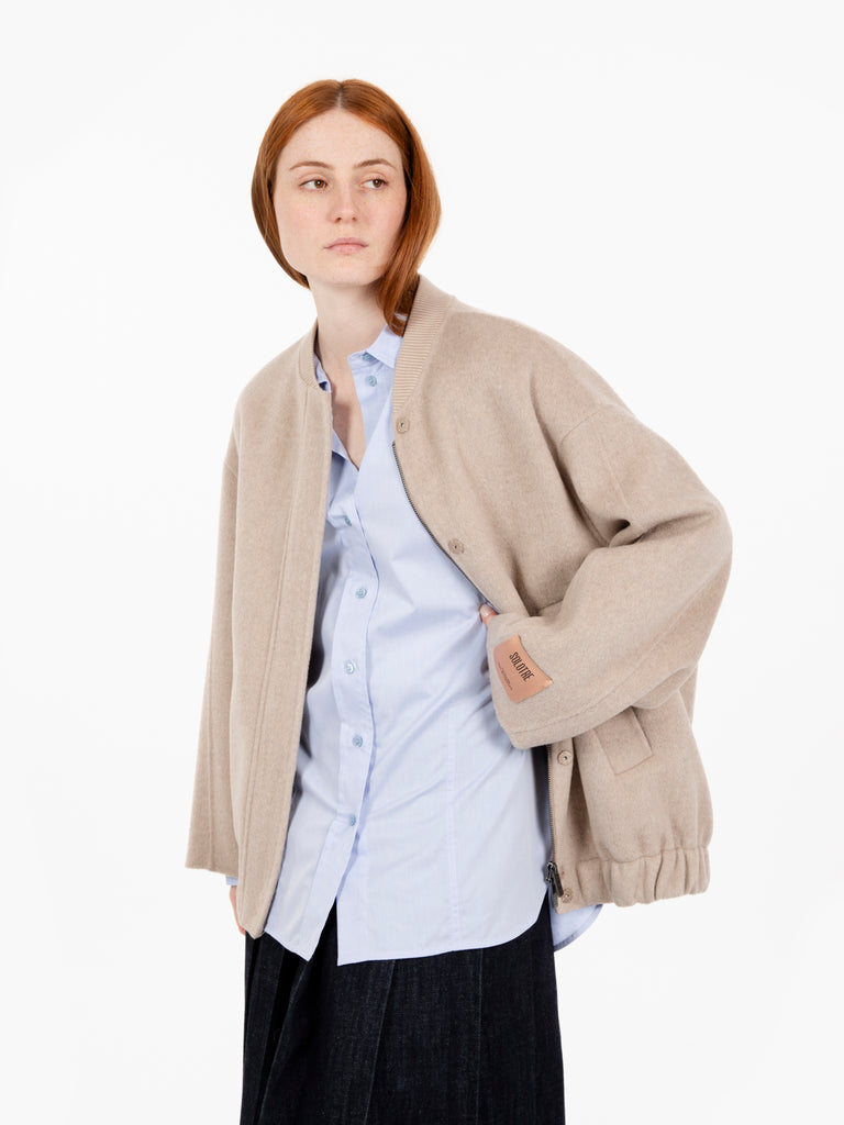 SOLOTRE - Bomber in lana Kascia beige