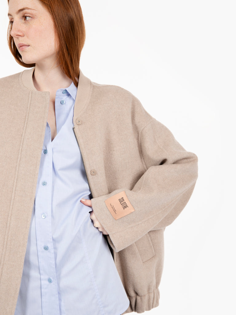 SOLOTRE - Bomber in lana Kascia beige