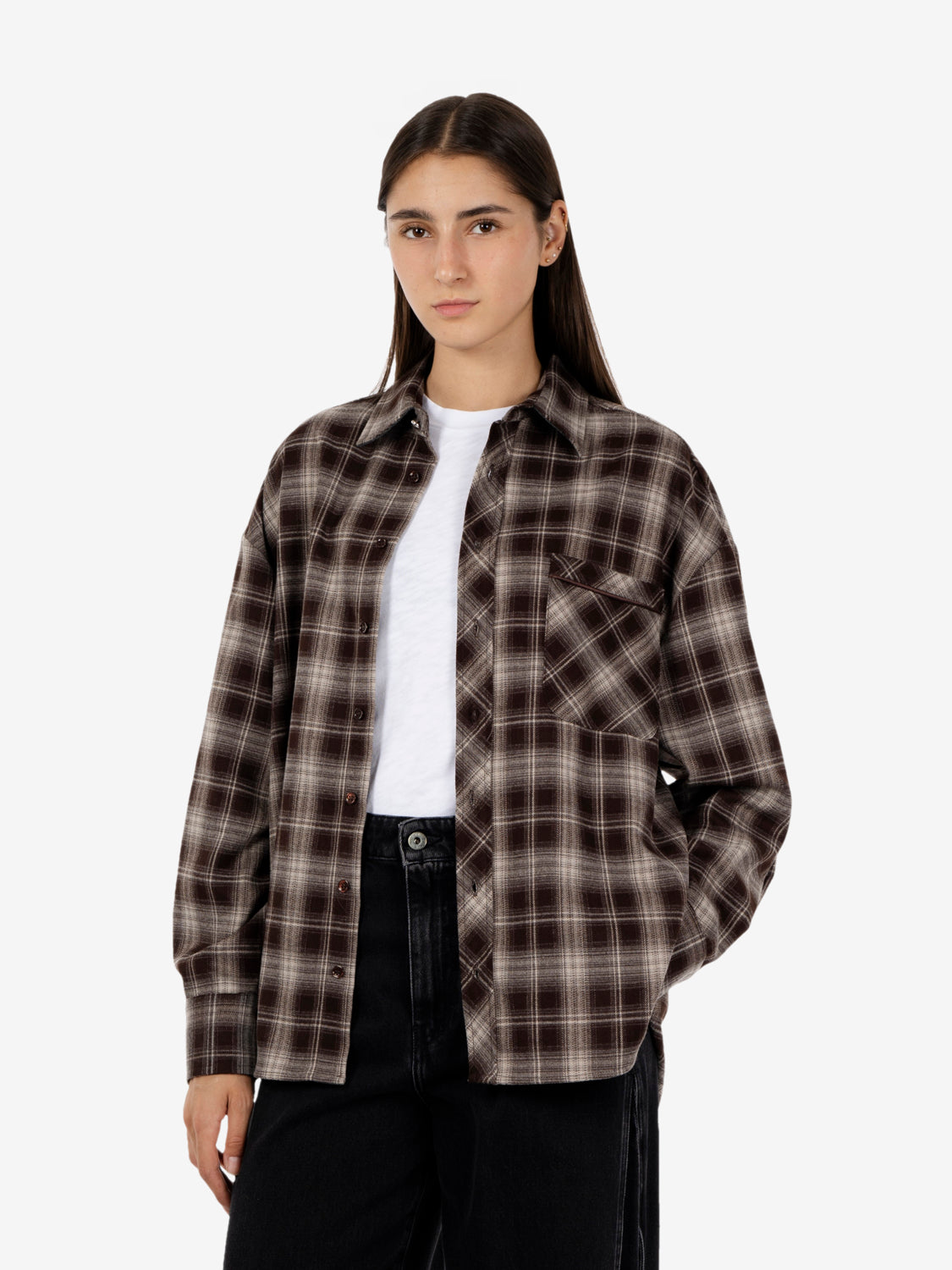 Camicia check in flanella cocoa