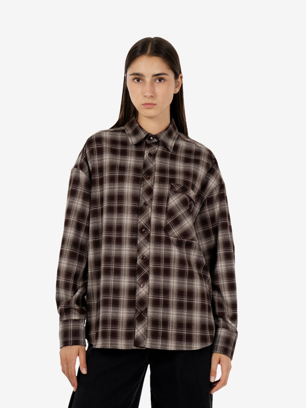 Cocoa flannel check shirt