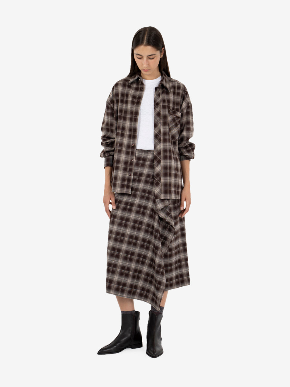 Camicia check in flanella cocoa
