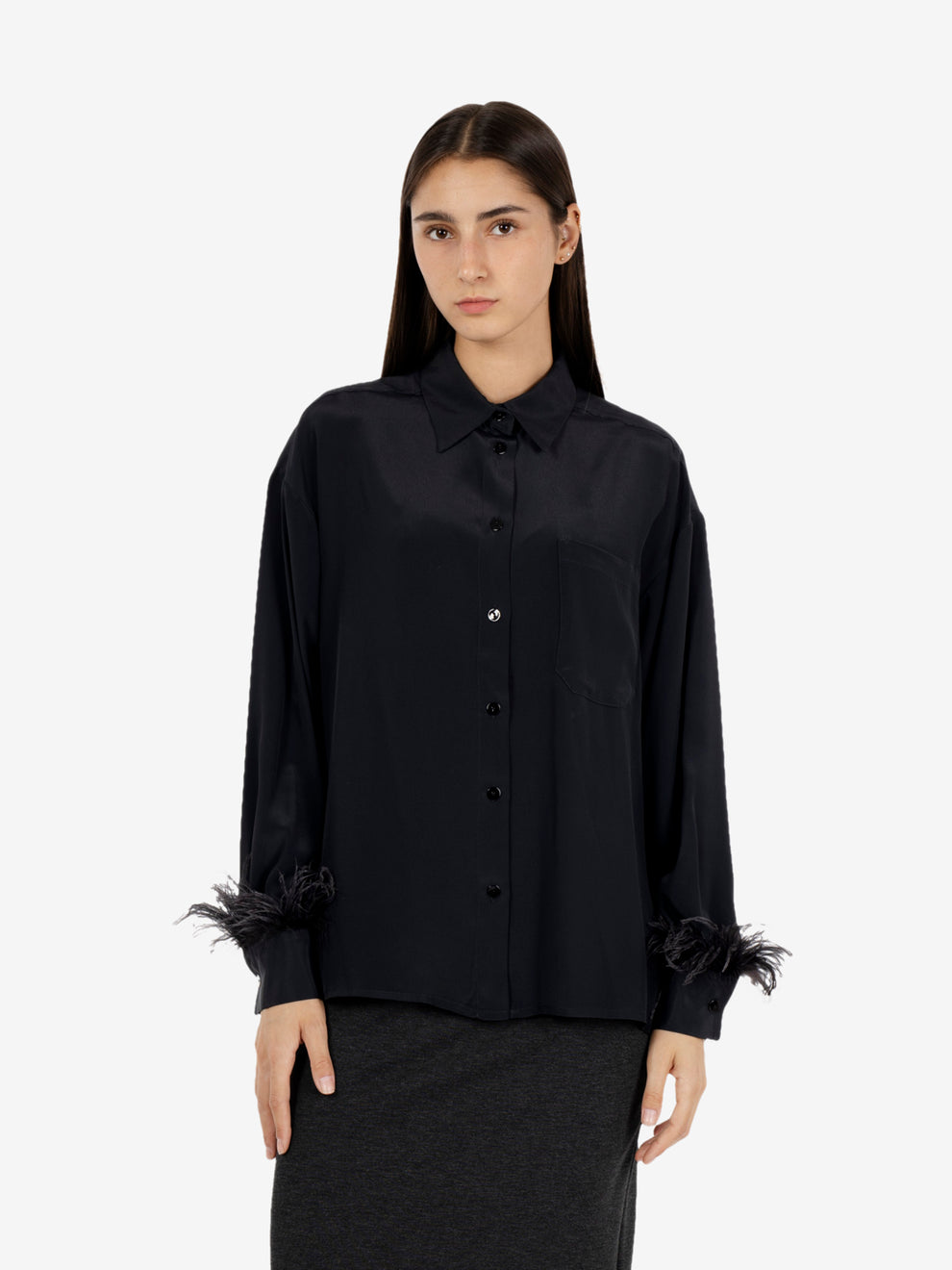 Black feather shirt