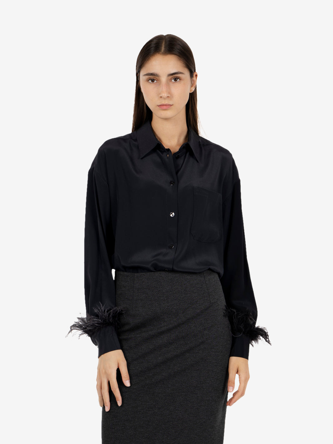 Black feather shirt