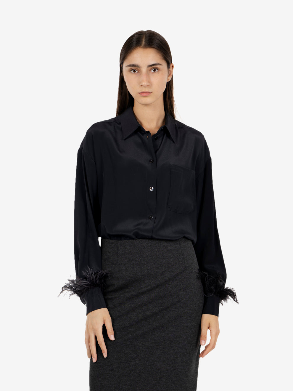 Black feather shirt