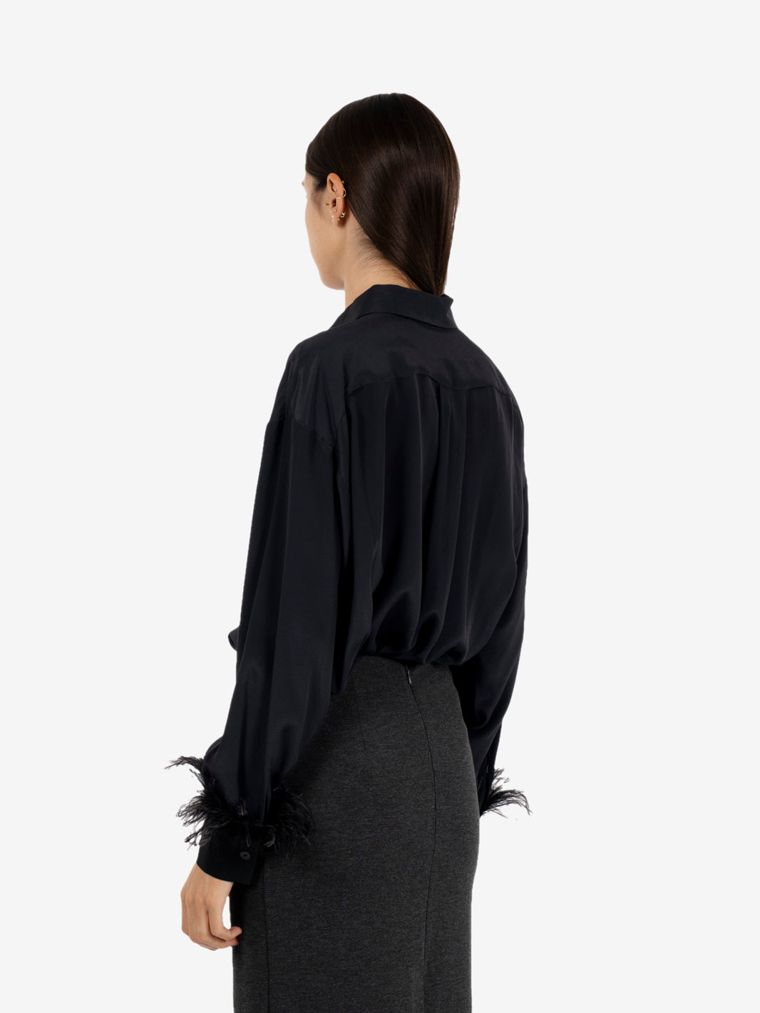 Black feather shirt