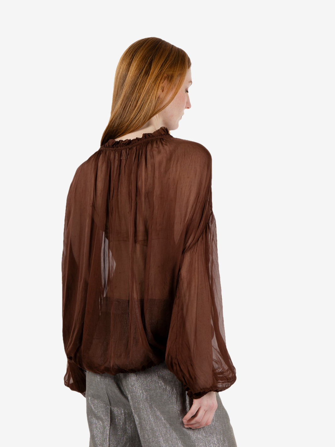 Camicia in viscosa e seta cacao