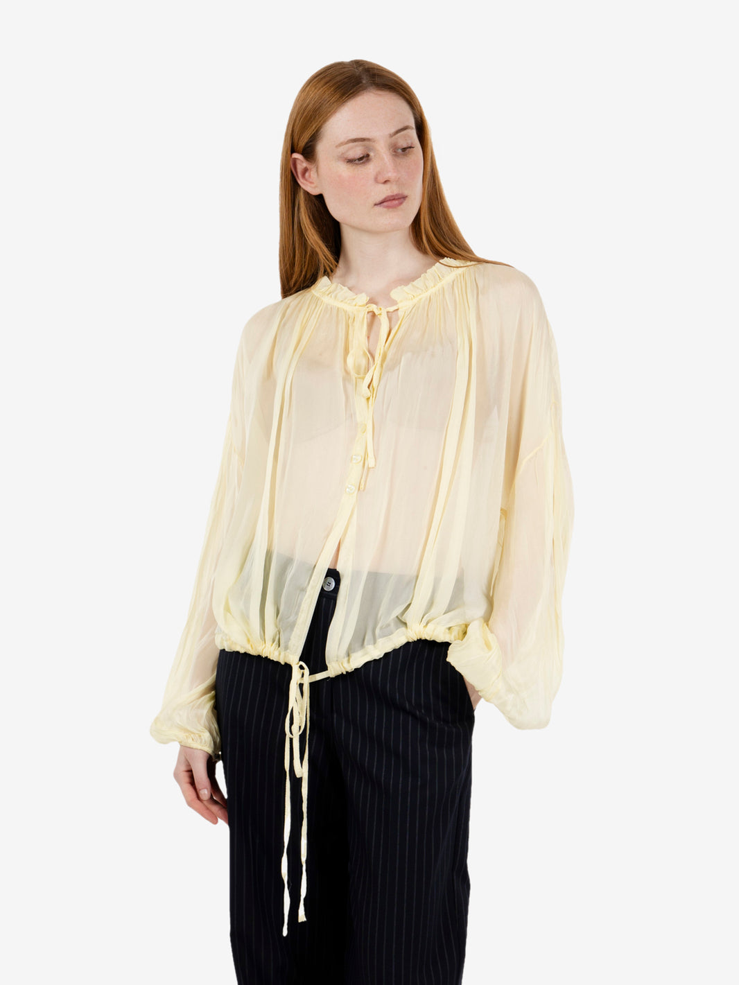 Camicia in viscosa e seta crema