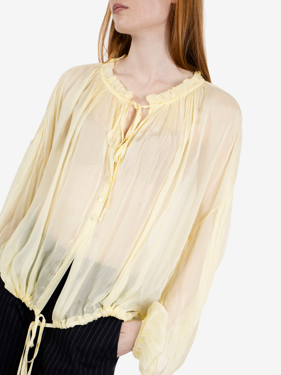 Camicia in viscosa e seta crema