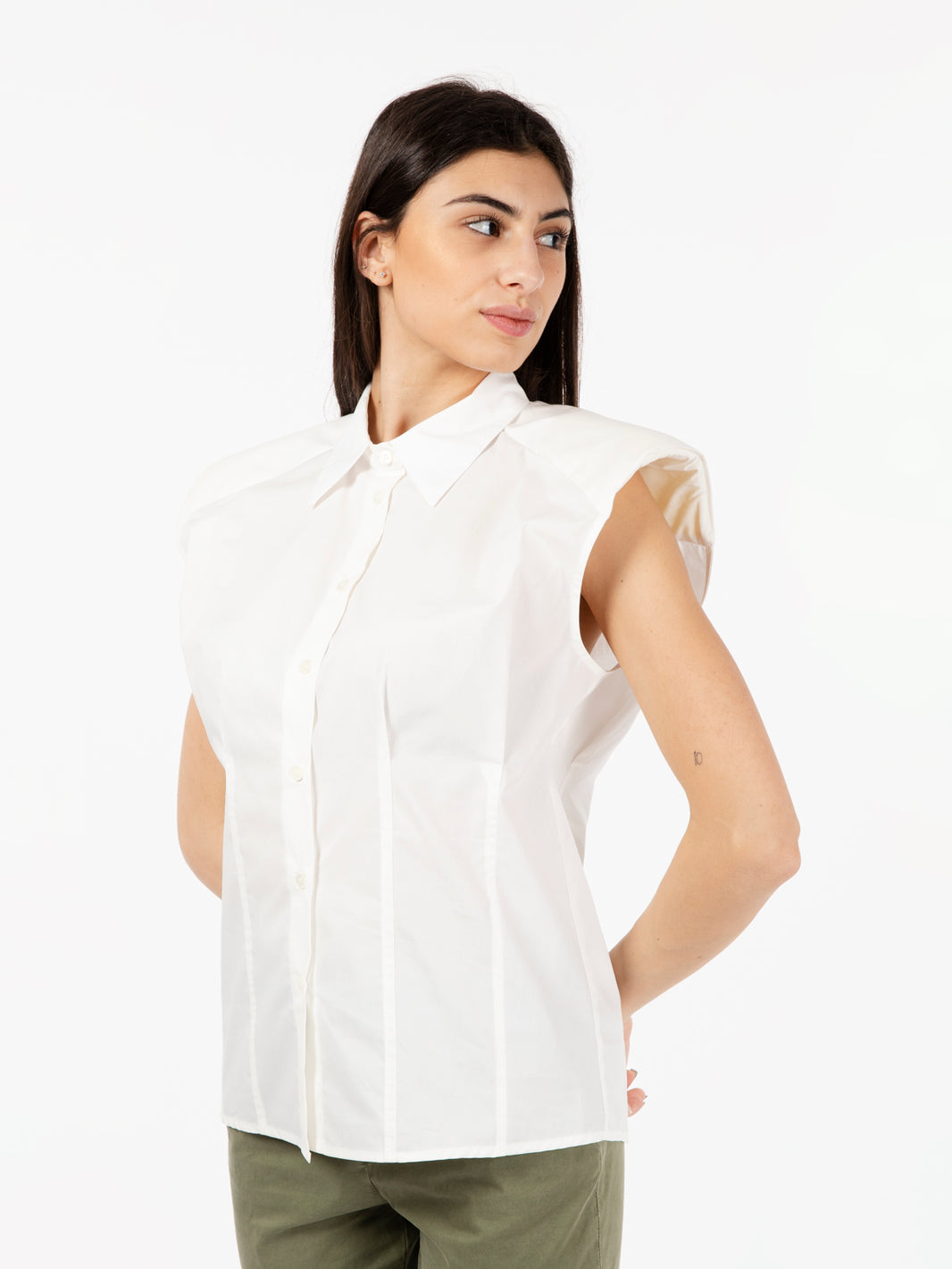 Camicia senza maniche bianca