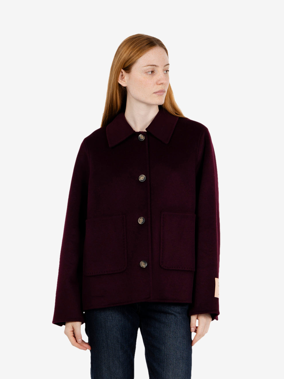 Cappotto corto in lana borgogna
