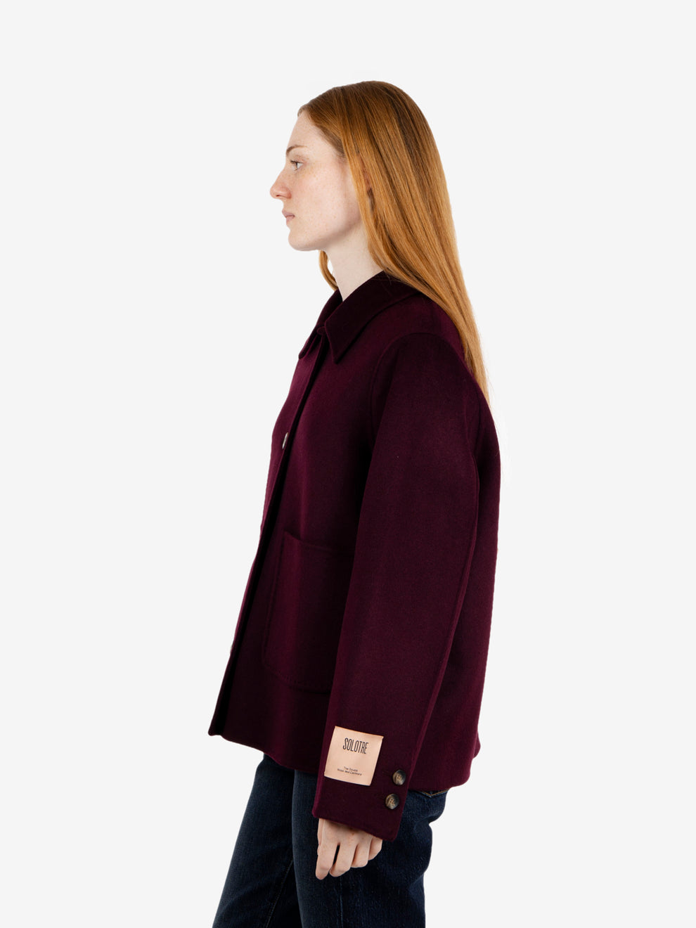 Cappotto corto in lana borgogna