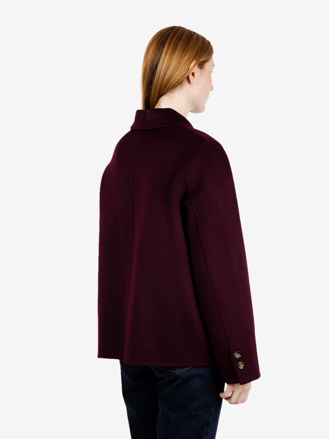 Cappotto corto in lana borgogna