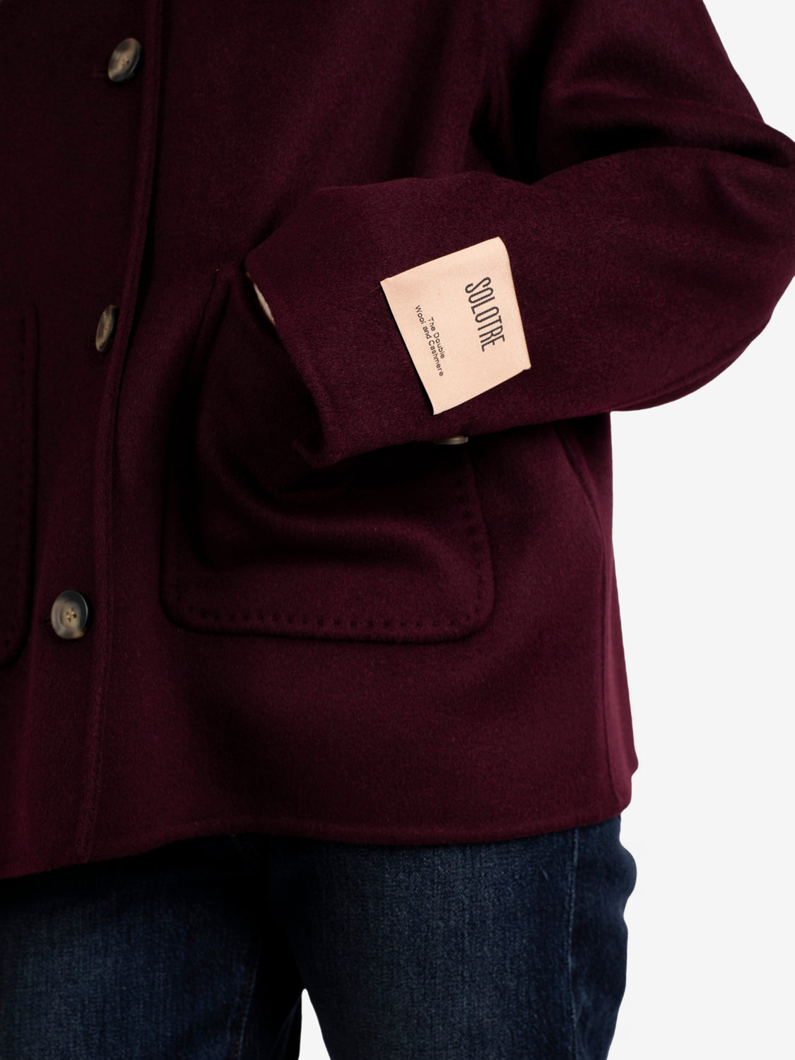 Cappotto corto in lana borgogna
